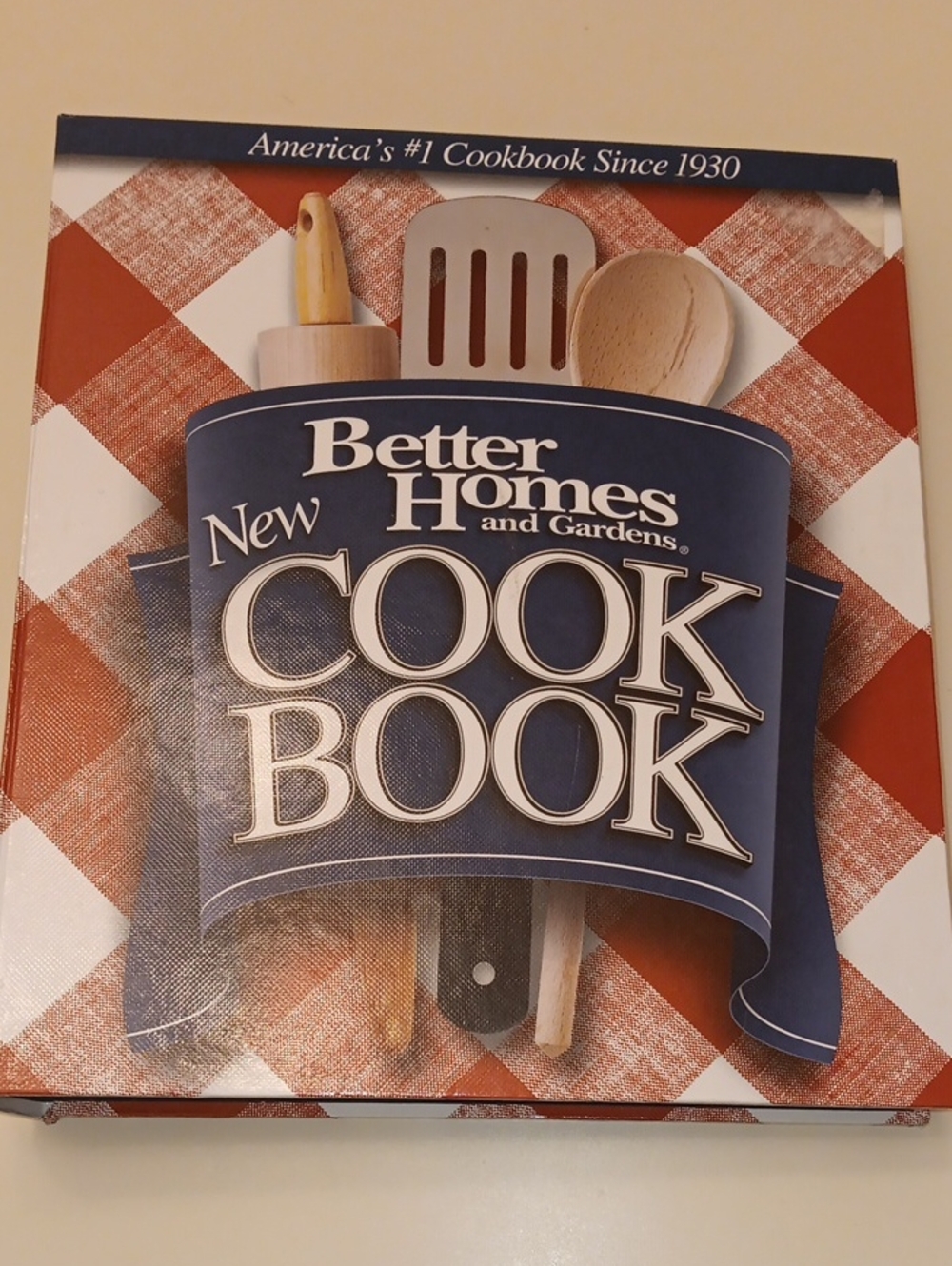Better Homes and Gardens Cookbook with Red Gingham Cover and Blue Banner